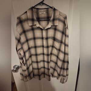 Maurices Plaid Button-Up Shirt - Black and Tan